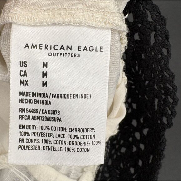 American Eagle Women Floral Embroidered Cami Crop Top M Off White Boho Festival - Picture 7 of 12